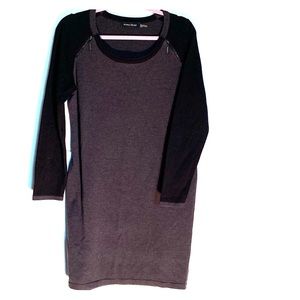 Black and Grey Sweater Dress w/zipper detail L